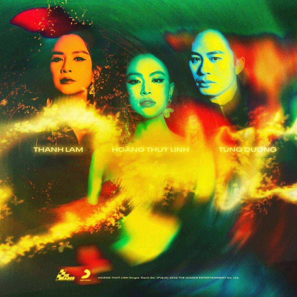 Bìa đĩa đơn Đánh đố của Hoàng Thùy Linh hợp tác bộ đôi Thanh Lam - Tùng Dương.